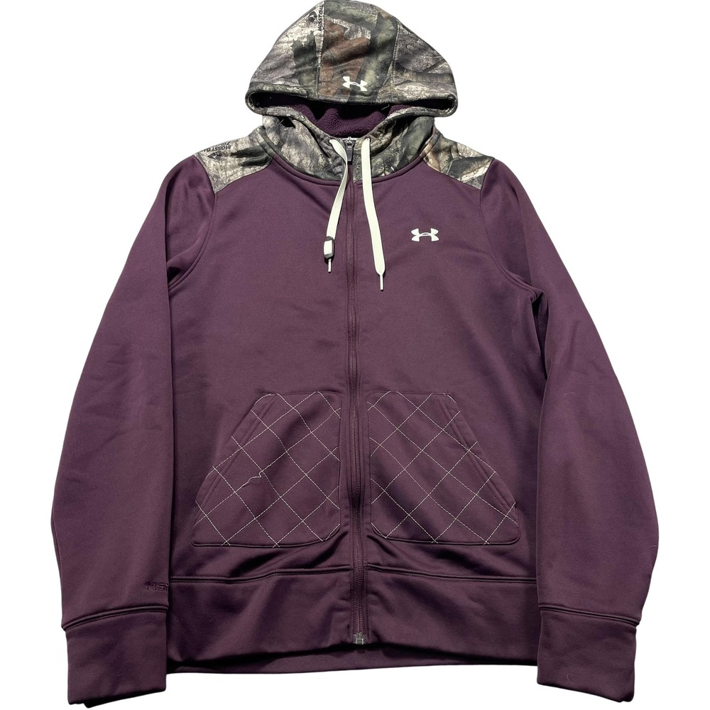 Under Armour Storm Hoodie Women Medium Purple Mossy Oak Camo Full Zip Sweatshirt